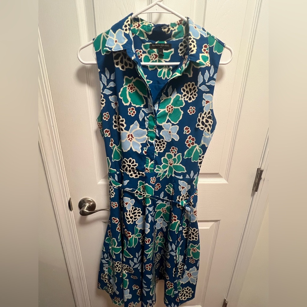 Banana Republic Teal and Blue Floral Dress